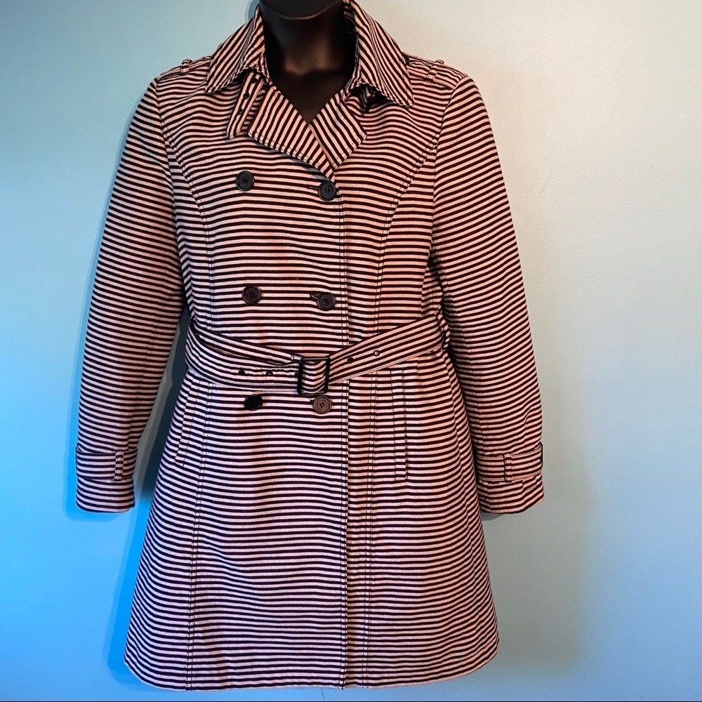 Kenneth Cole women's striped double  breasted trench coat in‎ size x-large